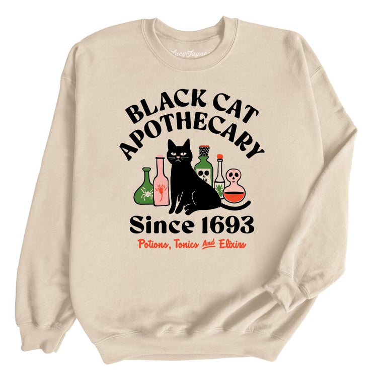 Black Cat Apothecary Graphic Sweatshirt - Sand