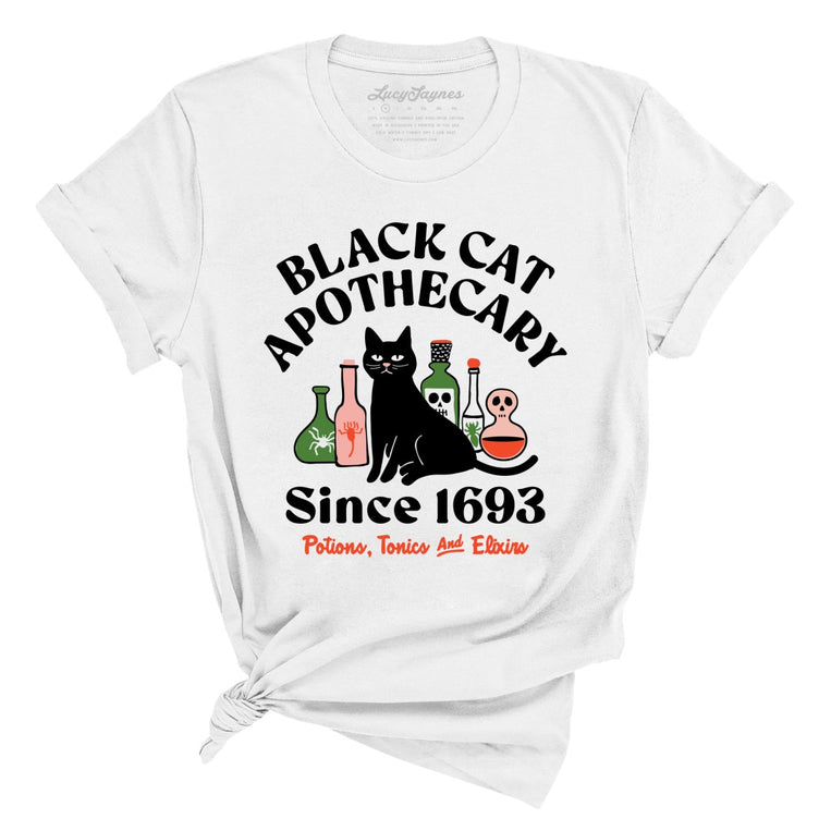 Black Cat Apothecary Graphic Tee - White