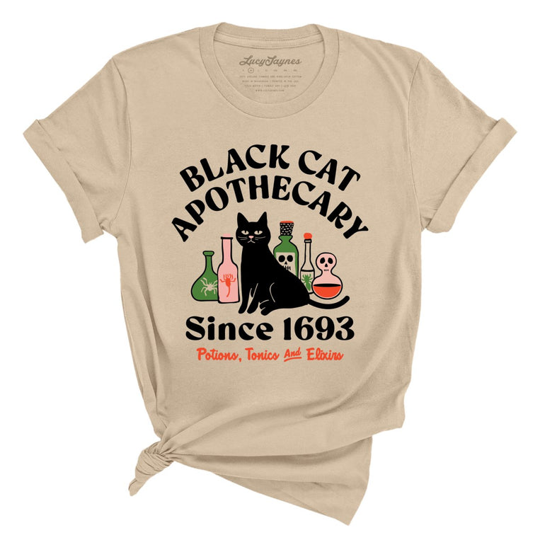 Black Cat Apothecary Graphic Tee - Tan