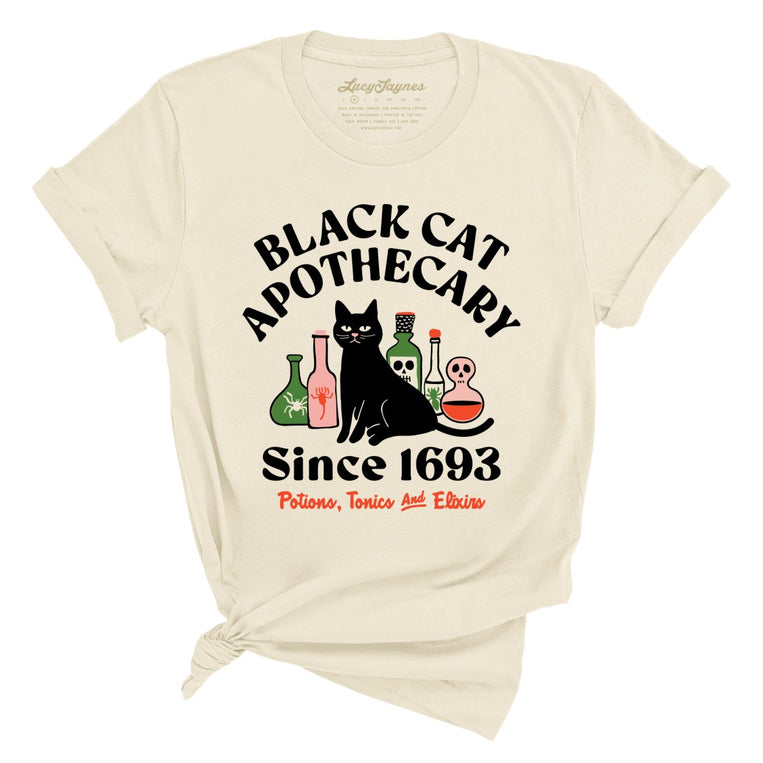 Black Cat Apothecary Graphic Tee - Soft Cream
