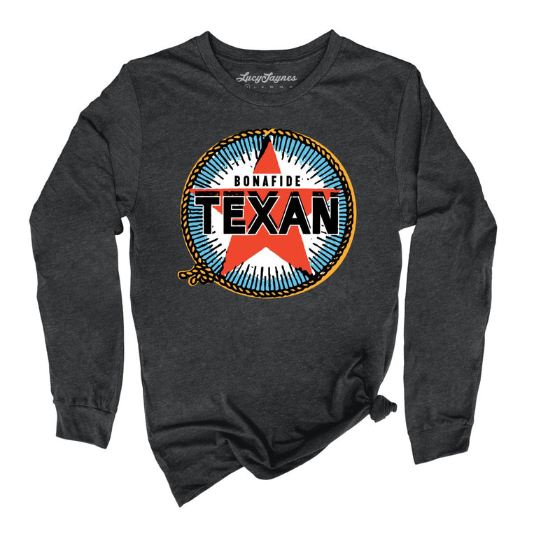 Bonafide Texan Graphic Long Sleeve Tee - Dark Grey Heather