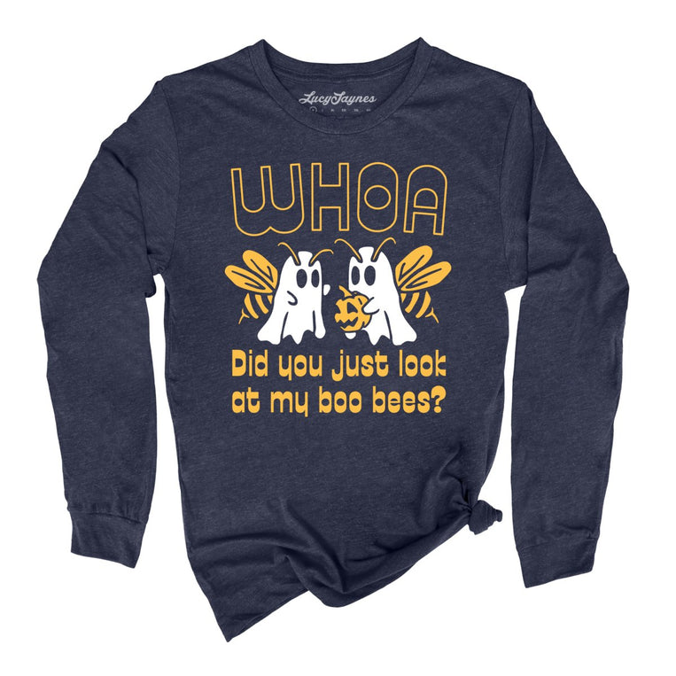 Boo Bees Graphic Long Sleeve Tee - Heather Navy