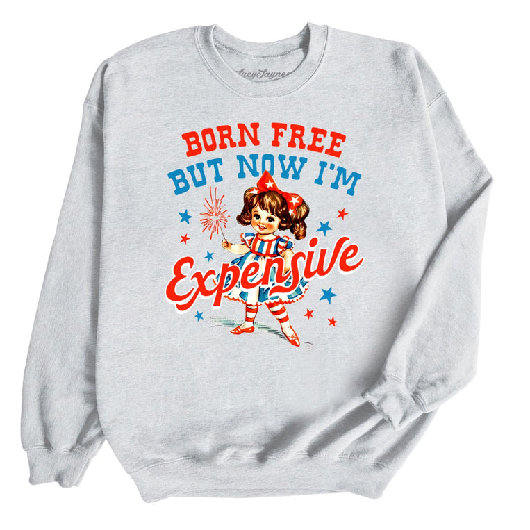 Born Free But Now I'm Expensive Graphic Sweatshirt - Ash