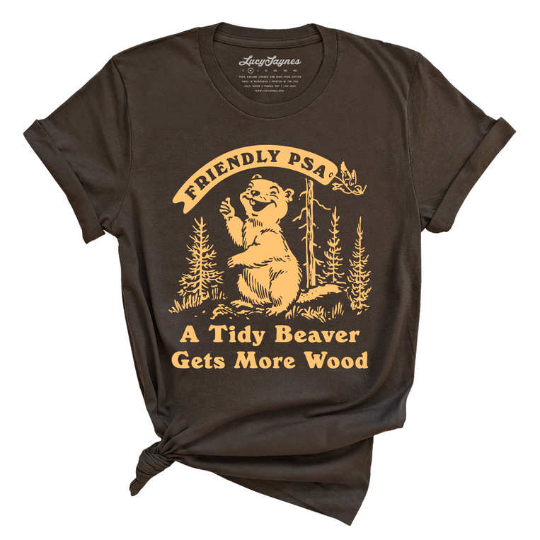 A Tidy Beaver Gets More Wood Graphic Tee - Brown