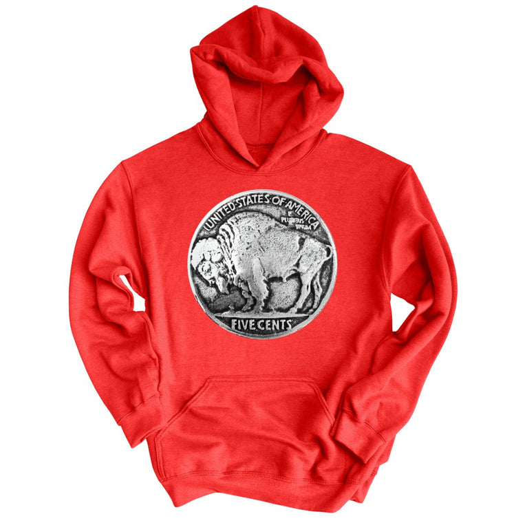 Buffalo Nickel Graphic Hoodie - Red