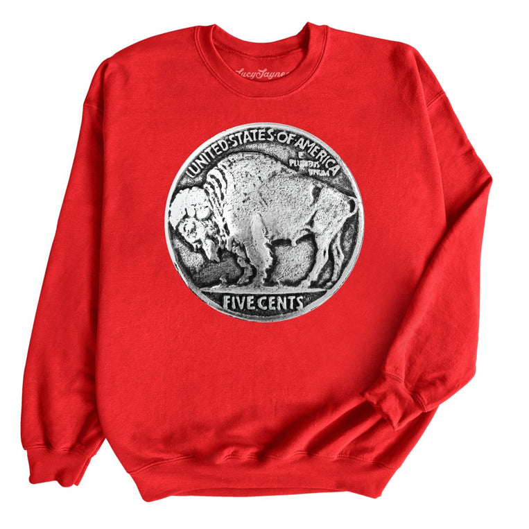 Buffalo Nickel Graphic Sweatshirt - Red