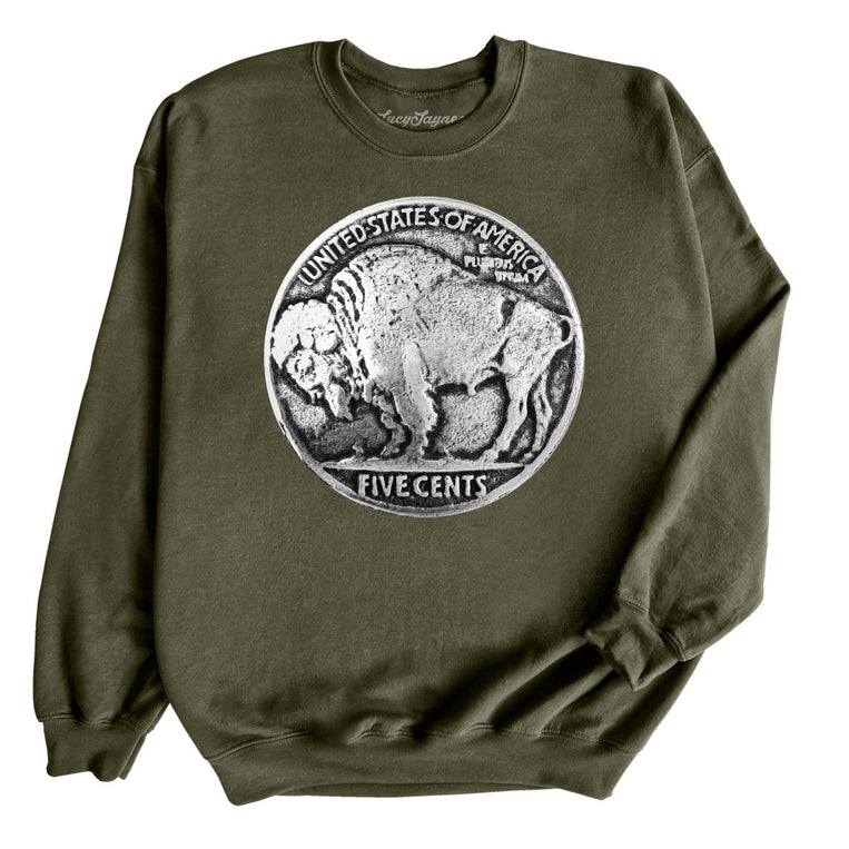 Buffalo Nickel Graphic Sweatshirt - Military Green