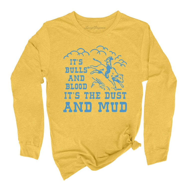 Bulls And Blood Graphic Long Sleeve Tee - Heather Yellow Gold
