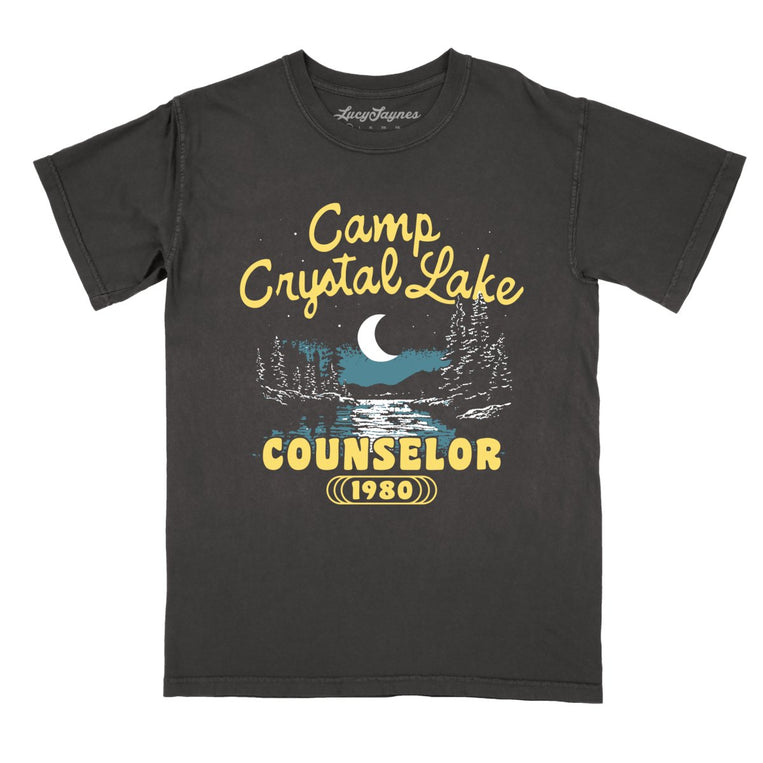 Camp Crystal Lake Counselor Comfort Colors Graphic Tee - Pepper