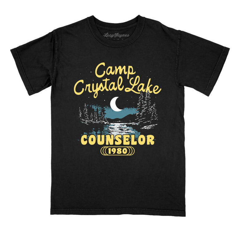 Camp Crystal Lake Counselor Comfort Colors Graphic Tee - Black