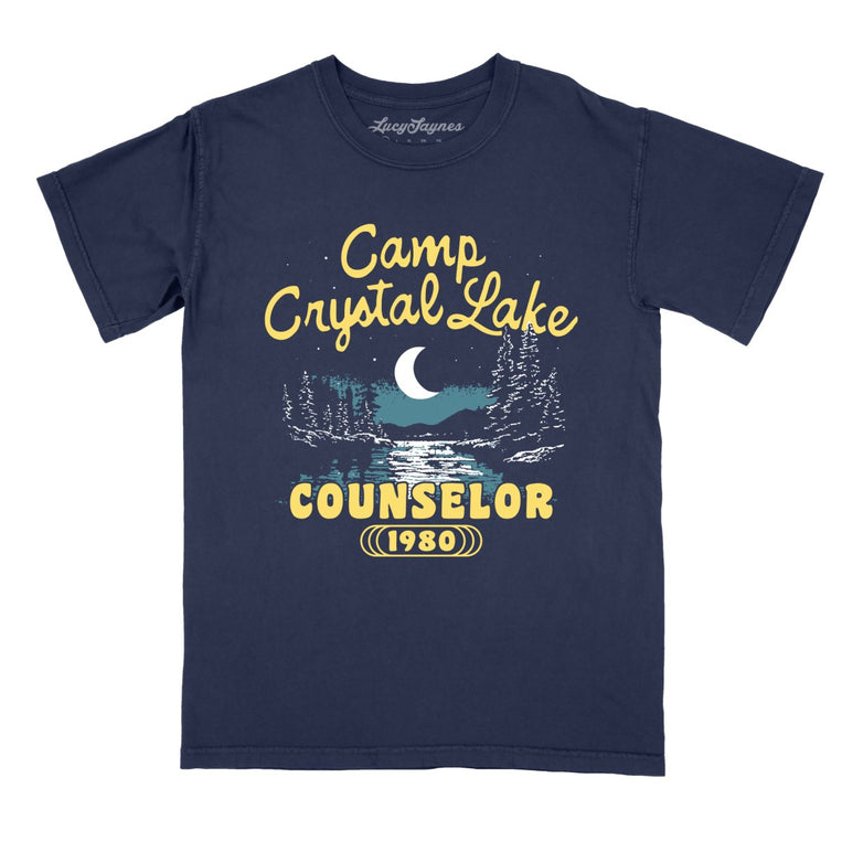 Camp Crystal Lake Counselor Comfort Colors Graphic Tee - True Navy