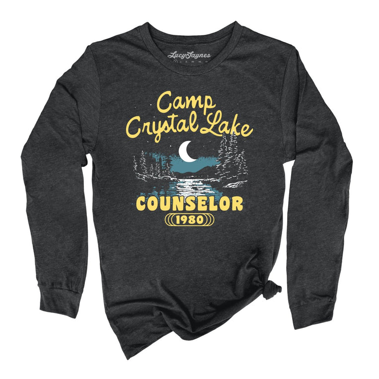 Camp Crystal Lake Counselor Graphic Long Sleeve Tee - Dark Grey Heather