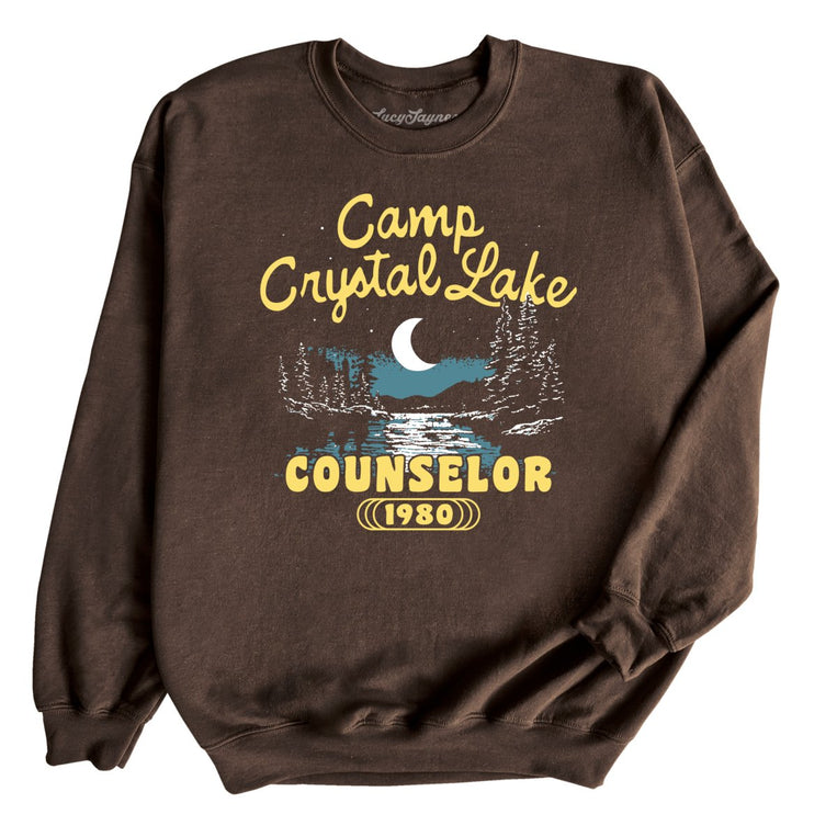 Camp Crystal Lake Counselor Graphic Sweatshirt - Dark Chocolate