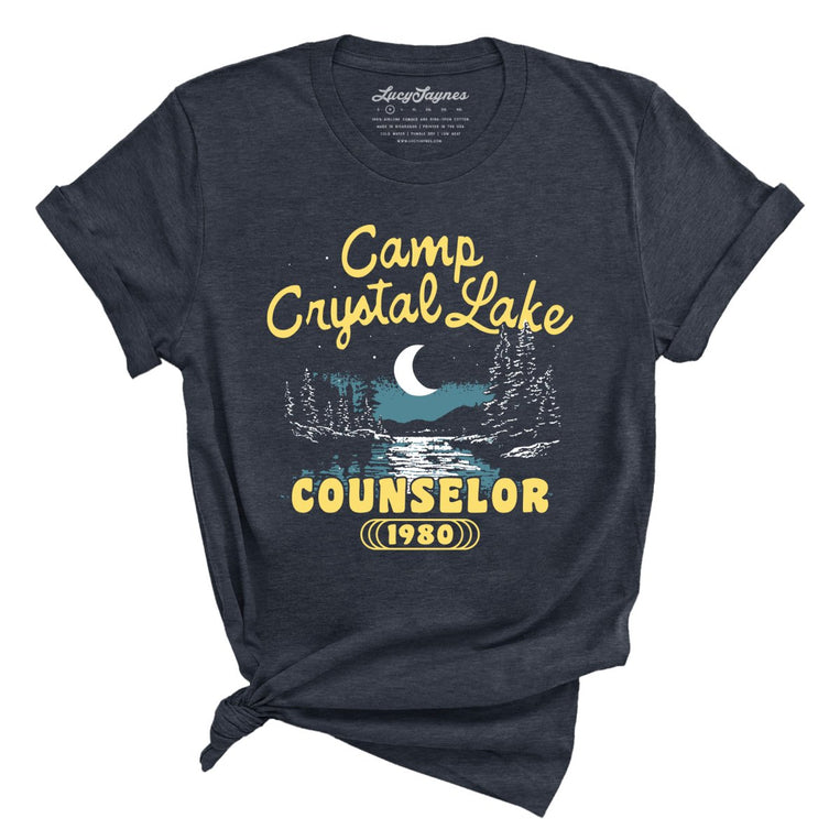 Camp Crystal Lake Counselor Graphic Tee - Heather Midnight Navy