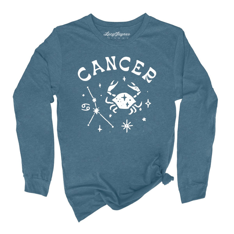 Cancer Graphic Long Sleeve Tee - Heather Deep Teal