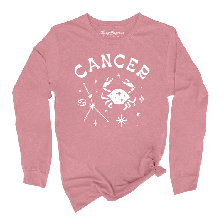 Cancer Graphic Long Sleeve Tee - Heather Mauve
