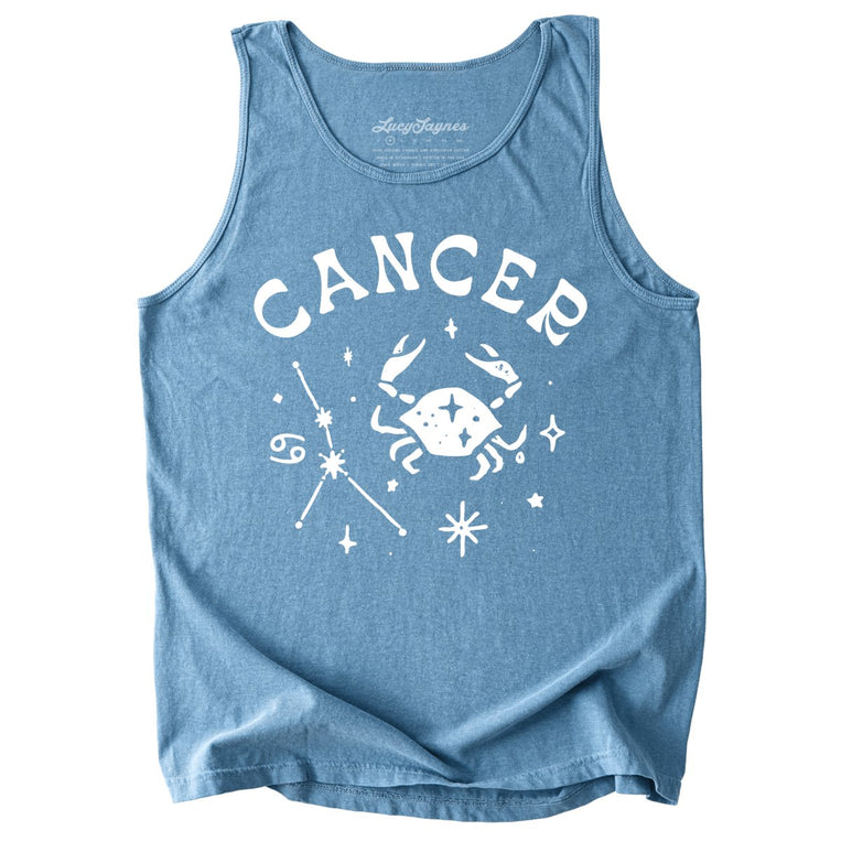 Cancer Comfort Colors Graphic Tank Top - Ice Blue