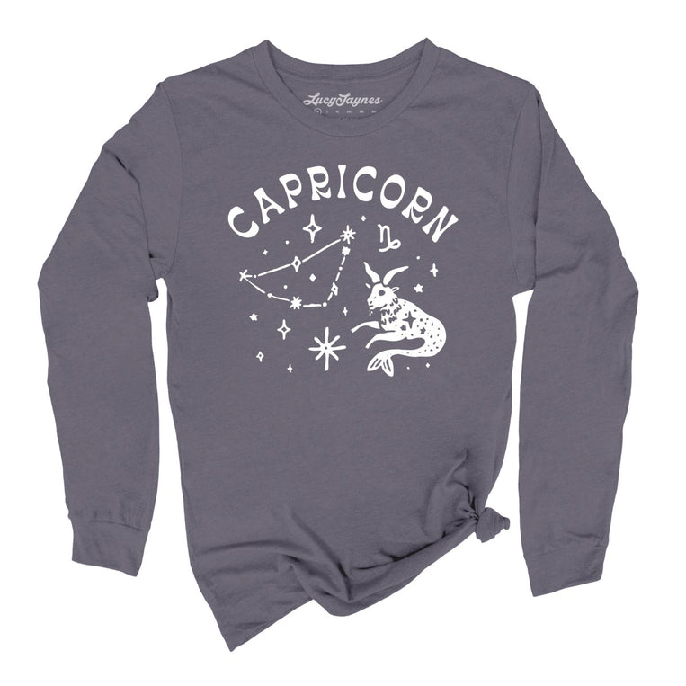 Capricorn Graphic Long Sleeve Tee - Storm