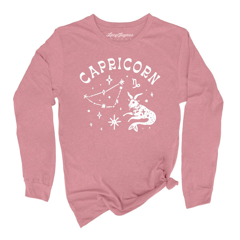Capricorn Graphic Long Sleeve Tee - Heather Mauve
