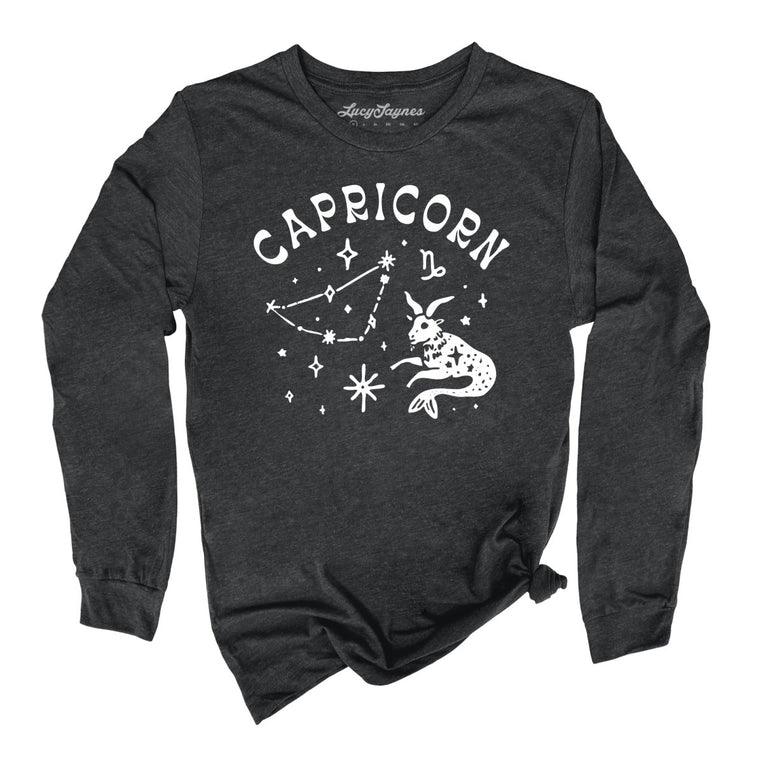 Capricorn Graphic Long Sleeve Tee - Dark Grey Heather