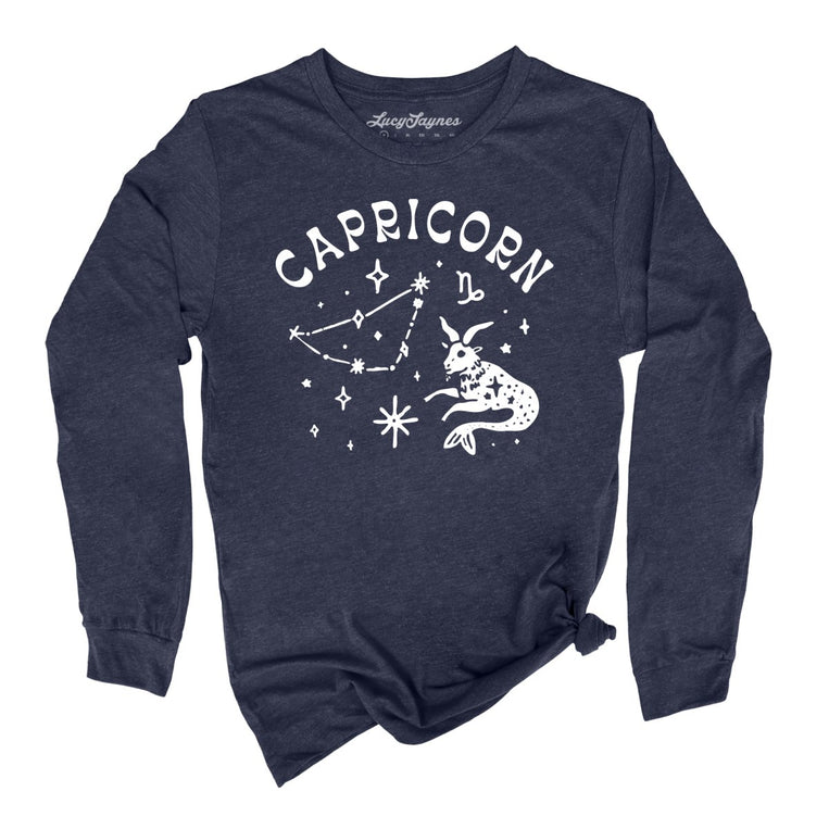 Capricorn Graphic Long Sleeve Tee - Heather Navy
