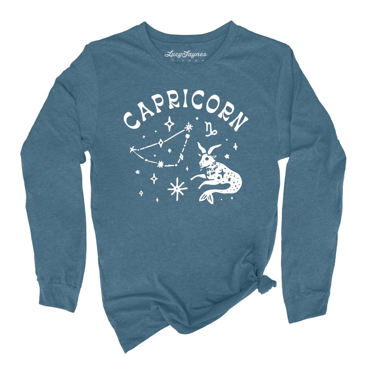Capricorn Graphic Long Sleeve Tee - Heather Deep Teal