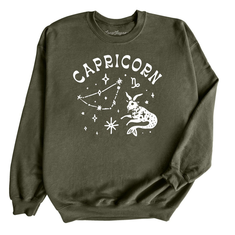 Capricorn Graphic Sweatshirt - Military Green