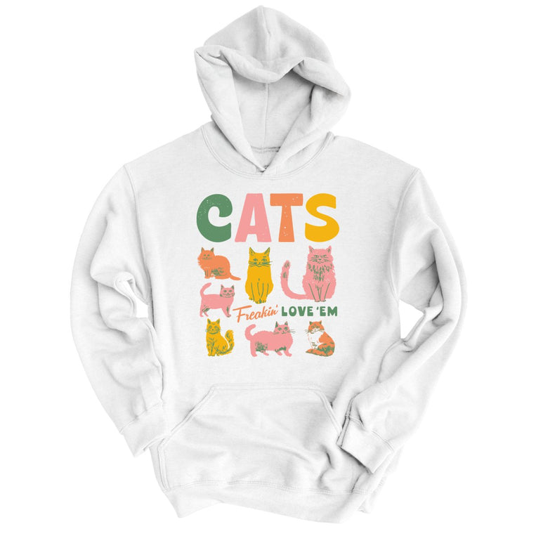 Cats Freakin' Love 'Em Graphic Hoodie - White