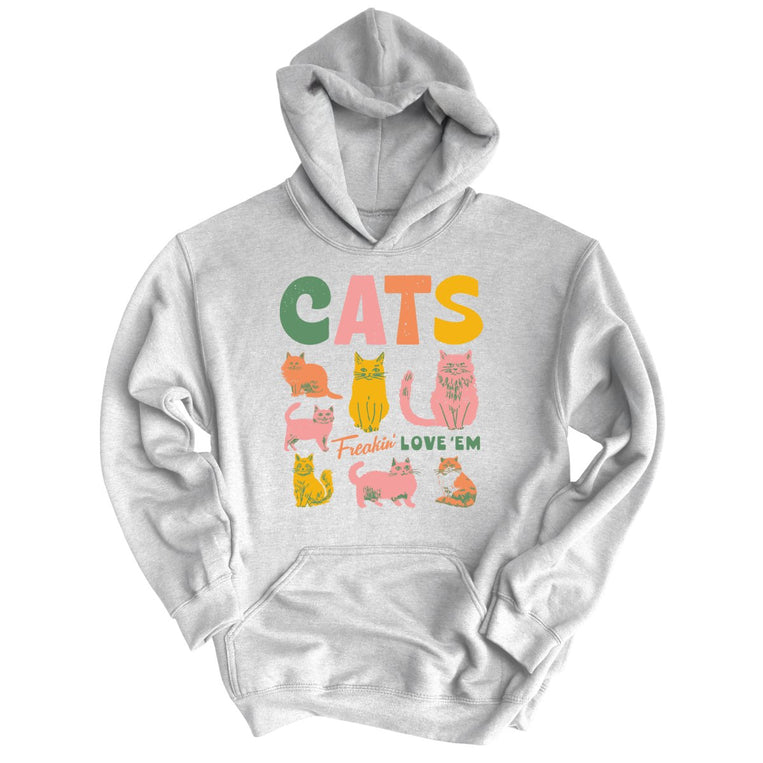 Cats Freakin' Love 'Em Graphic Hoodie - Ash
