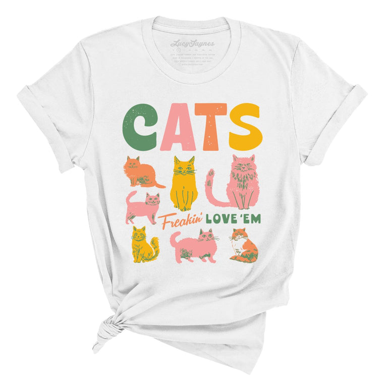 Cats Freakin' Love 'Em Graphic Tee - White
