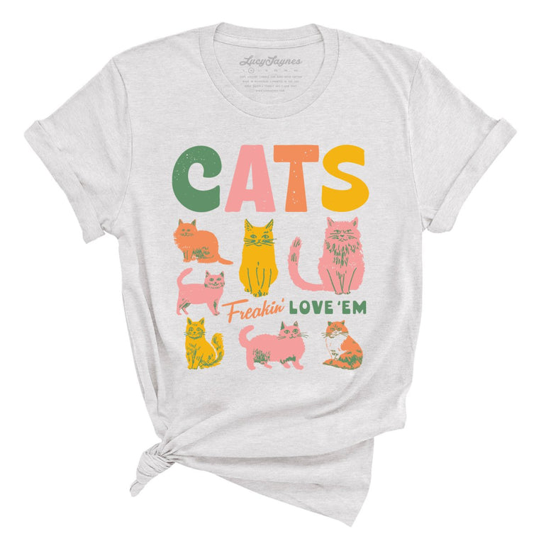 Cats Freakin' Love 'Em Graphic Tee - Ash