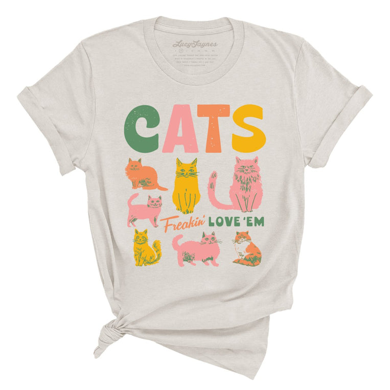 Cats Freakin' Love 'Em Graphic Tee - Heather Dust