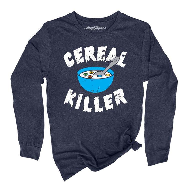 Cereal Killer Graphic Long Sleeve Tee - Heather Navy