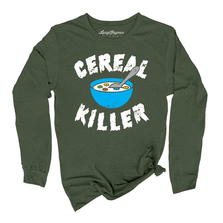 Cereal Killer Graphic Long Sleeve Tee - Military Green