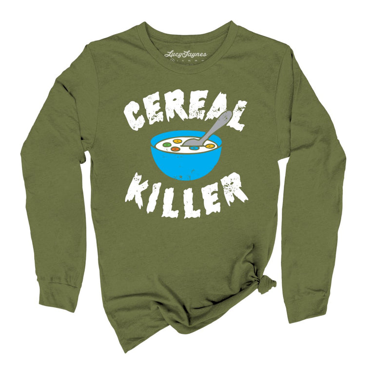 Cereal Killer Graphic Long Sleeve Tee - Olive