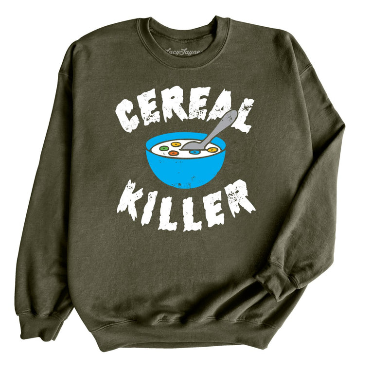 Cereal Killer Graphic Sweatshirt - Military Green