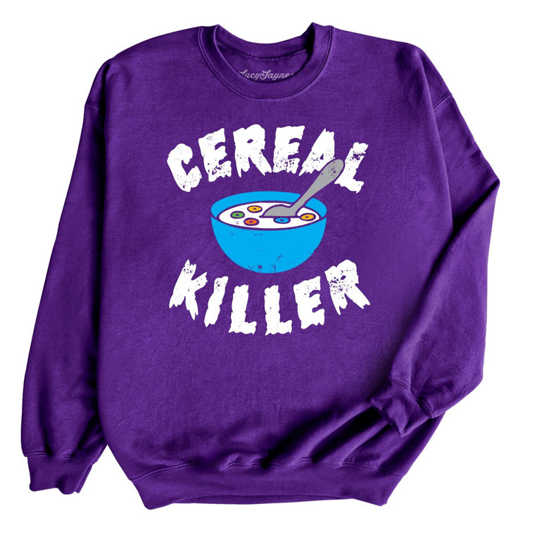 Cereal Killer Graphic Sweatshirt - Purple