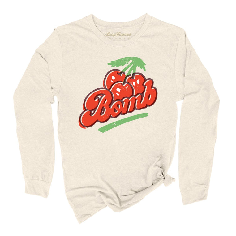 Cherry Bomb Graphic Long Sleeve Tee - Natural