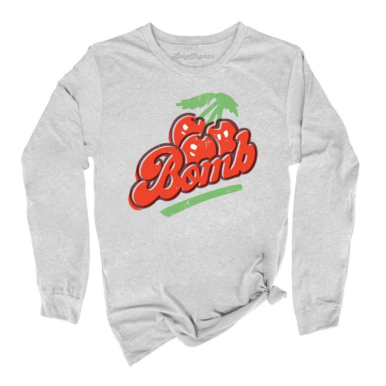 Cherry Bomb Graphic Long Sleeve Tee - Athletic Heather