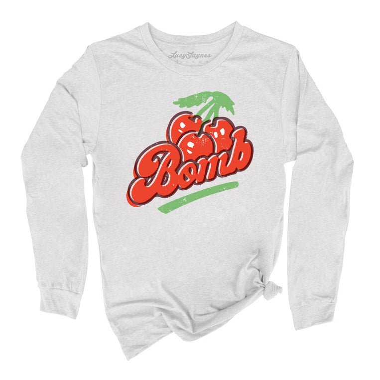 Cherry Bomb Graphic Long Sleeve Tee - Ash