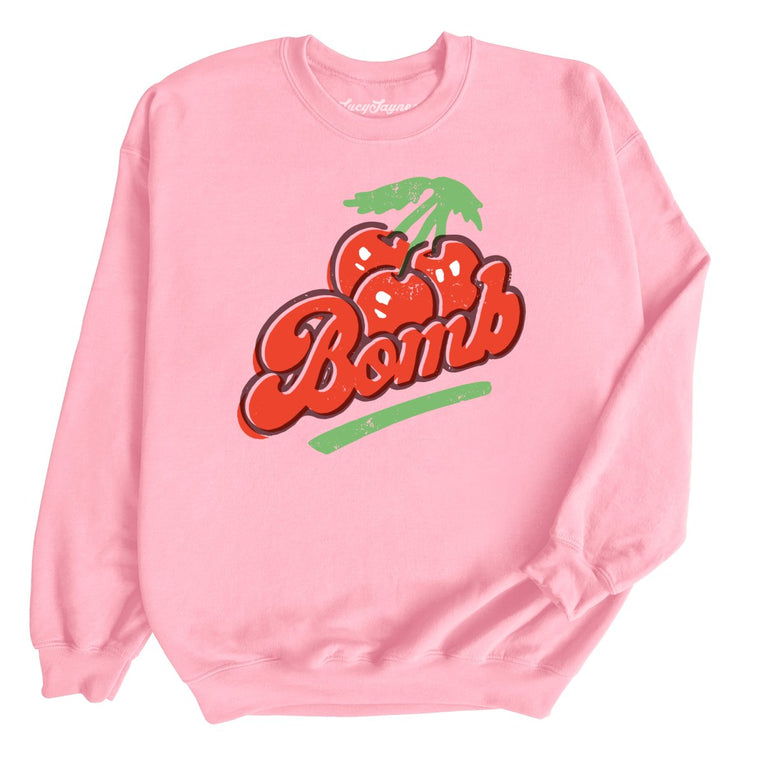 Cherry Bomb Graphic Sweatshirt - Light Pink