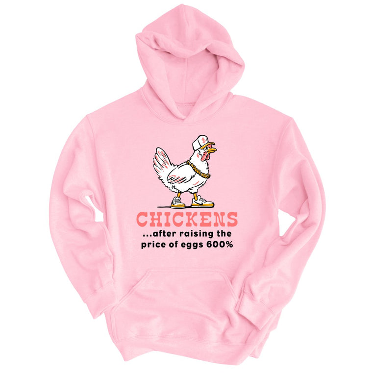 Chickens After Raising The Price of Eggs Graphic Hoodie - Light Pink