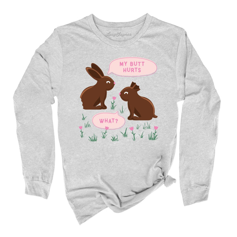 Chocolate Bunnies Graphic Long Sleeve Tee - Athletic Heather