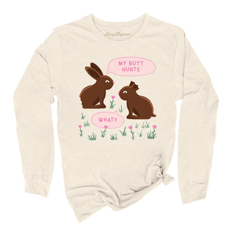 Chocolate Bunnies Graphic Long Sleeve Tee - Natural