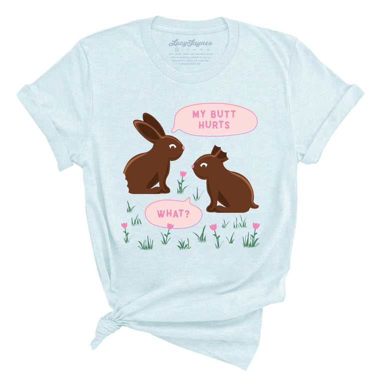 Chocolate Bunnies Graphic Tee - Heather Ice Blue