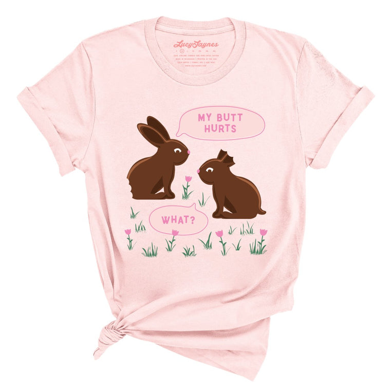 Chocolate Bunnies Graphic Tee - Soft Pink