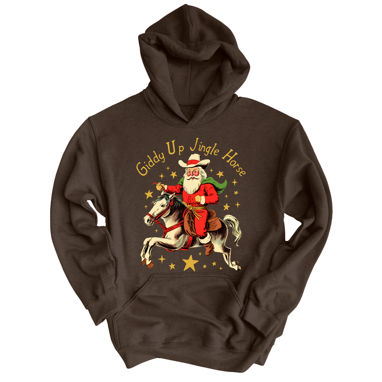 Giddy Up Jingle Horse Graphic Hoodie - Dark Chocolate