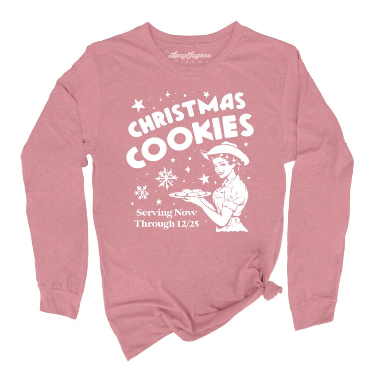 Christmas Cookies Graphic Long Sleeve Tee - Heather Mauve