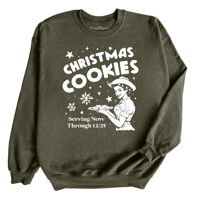 Christmas Cookies Graphic Sweatshirt - Military Green