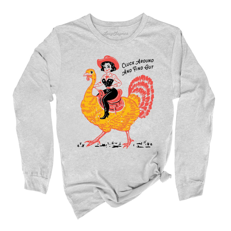 Cluck Around & Find Out Graphic Long Sleeve Tee - Athletic Heather